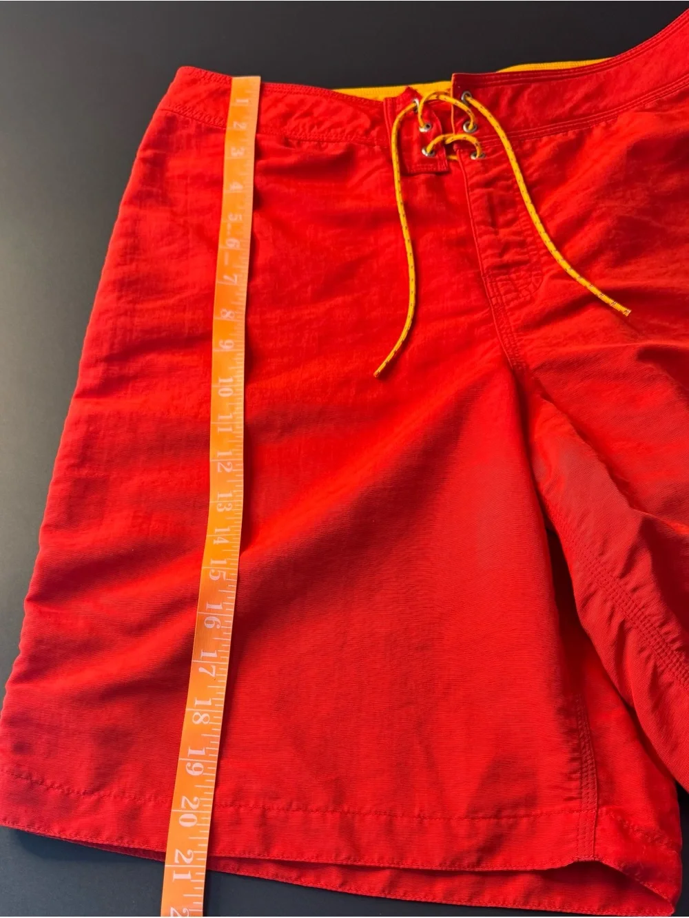 Patagonia Men’s Red Swim Board Shorts with Yellow Drawcord Size 34 Waist